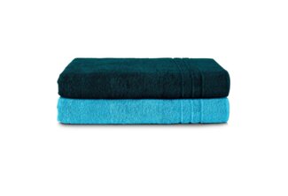 Komfortec 2er Saunatuch Set 70x200 cm aus 100% Baumwolle, XXL-Saunatücher, Sauna Handtuch, Weich, Groß, Frottee, Schnelltrocknend, Petrol/Türkis