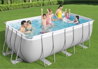 Power Steel™ Frame Pool, Lichtgrau, 412 x 201 x 122 cm