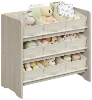 Songmics 'GKR033N10' Kinderregal, mit 9 Aufbewahrungsboxen, Vliesstoff haferflockenbeige, 29,5 x 62,5 x 60 cm