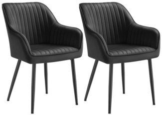 SONGMICS Esszimmerstuhl mit Armlehnen, 2er Set, Samt, 62,5 x 60 x 85 cm, Tintenschwarz