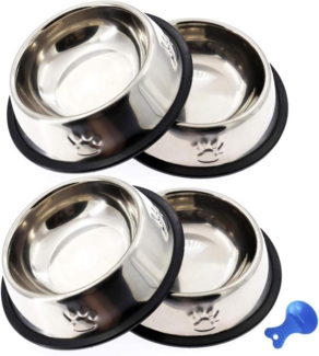 Luxuskollektion Katzennapf rutschfest (4er Set), Edelstahl silber, 10,5 x 15,5 x 4 cm