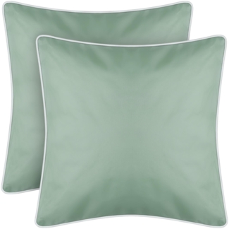 Outdoor Kissen mit Paspel 2er Pack ( 45 x 45 cm ) Mintgrün - Dekokissen Garten Reißverschluss - Schmutz- und Wasserabweisend - abnehmbarer Bezug