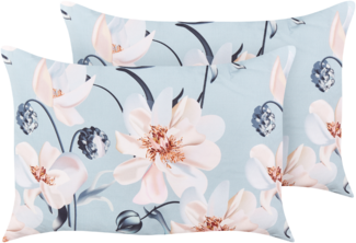 Gartenkissen 2er Set Blumenmuster APRICALE 40 x 60 cm Blau