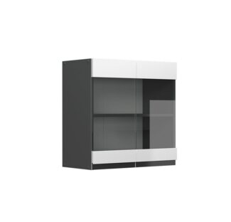 Vicco Glashängeschrank Küchenschrank Küchenmöbel R-Line J-Shape 60 cm modern (Anthrazit-Weiß)