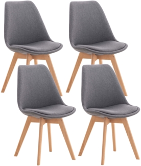 CLP 4er Set Esszimmerstuhl Linares Mit Buchenholzgestell,grau Stoff