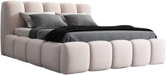 A&J MöbelLand 'Sonic' Polsterbett, Polyester, Beige, 180 x 200, mit Matratze, mit Lattenrost, mit Bettkasten
