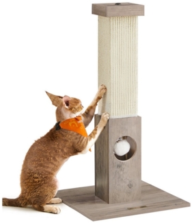 Feandrea Kratzbaum, Kratzstamm, Katzenbaum, Kratzsäule aus natürlichem Sisalseil, 73 cm hoch, mit Plüsch-Spielball, Kratzschutz für Möbel, Greige PCADE021G01