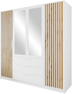 Kleiderschrank Bado Lux D4 (Farbe: Weiß / Weiß + Eiche Wotan)