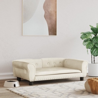 vidaXL Hundebett, Samt, Creme, 95 x 55 x 30 cm