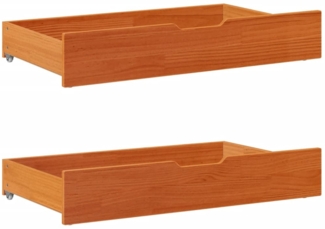 vidaXL Bettschubladen 2 Stk. Wachsbraun 90 x 55 x 16 cm Massivholz Kiefer 850925