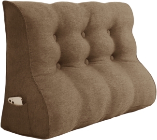 VERCART Keil-Lesekissen, dreieckig, Bettsttze, Rckenlehne, Kopfteil, Rckensttze, dekoratives Kissen, Kaffee-Leinen-Mischung, 100 x 25 x 55 cm