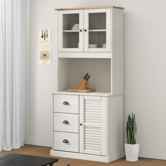 vidaXL Highboard VIGO Weiß 78x40x175 cm Massivholz Kiefer 3188305