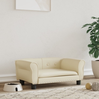 vidaXL Hundebett, Kunstleder, Creme, 70 x 45 x 30 cm