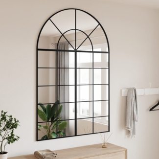 vidaXL Wandspiegel Schwarz 100x150 cm Gewölbt Eisen 3200614