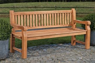 CLP Teakbank Jackson V2 Gartenbank mit Rückenlehne wetterfest stabil massiv,teak 150 cm