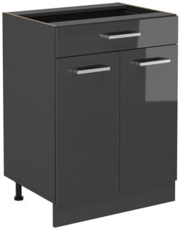Vicco Küchenunterschrank R-Line, Anthrazit Hochglanz, 60 cm mit Schublade, ohne Arbeitsplatte