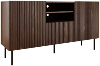 Mirjan24 'Trigev' Kommode mit 2 Drehtüren und Schublade, Laminatplatte nuss warmia, 81 x 42 x 151 cm