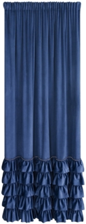Vorhang CARLI mit Rüsche Velours Samtvorhänge dunkelblau 140x270 cm Kräuselband