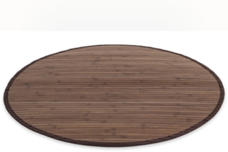 Homestyle4u Teppich, rund, Bambus dunkelbraun, Ø 180 cm