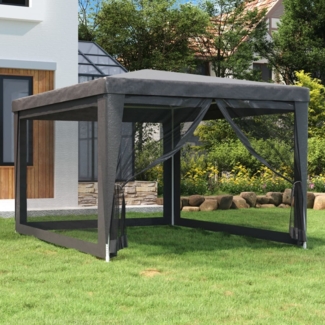 vidaXL Partyzelt mit 4 Mesh-Seitenwänden, Polyethylen / Eisen anthrazit, 3x4 m