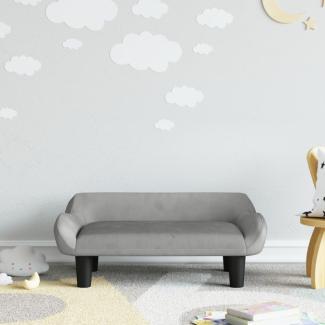 vidaXL Kindersofa 70 x 40 x 24 cm Samt, Hellgrau