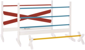 Pinolino 'Jumper' Hindernishürden, 3 Stück, Massivholz weiß, 2x 89 x 34 x 62 cm / 1x 89 x 16 x 16 cm