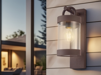 meineWunschleuchte Außen-Wandleuchte, Tageslichtsensor, LED wechselbar, Warmweiß, Landhausstil Wand-Laterne, Höhe 33cm, Fassadenbeleuchtung für Hauswand