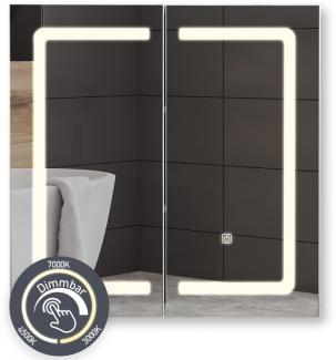 MIADOMODO® Spiegelschrank mit LED Beleuchtung, Touchschalter & Steckdose, 65 x 65 x 13 cm