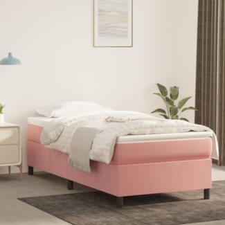 vidaXL Bettgestell, Bettrahmen mit Lattenrost & Stützbeinen, Rosa Samt, 100x200 cm