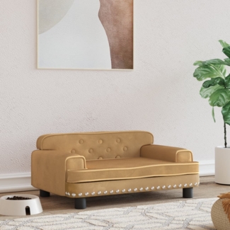 vidaXL Hundebett, Samt braun, 30 x 45 x 70 cm