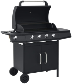 vidaXL Gasgrill 4+1 Flammen Schwarz Stahl
