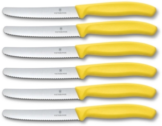 Victorinox | Tafelmesser Set | 6-teilig | Swiss Classic Serie | gelbe Griffe | langlebig & spülmaschinenfest | ideal für präzises Schneiden im Alltag