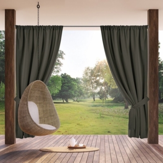 Terassenvorhang Outdoor Vorhang zum Garten Wasserfest graphit 155X200 Tunnelzug