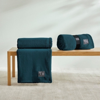 s.Oliver 'Oro' Wohndecke, flauschig, warm & waschbar, Polyester petrol, 150x200 cm