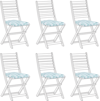 Set mit 6 Sitzkissen Geometrisches Muster TOLVE 39 x 31 cm Hellblau