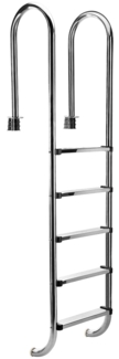Pool Leiter, 5 stufig, Edelstahl Silber, 206,5 x 55 x 35,5 cm