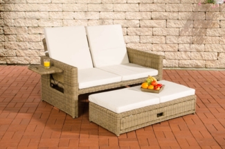 CLP Polyrattan Sofa Ancona 5mm,natura cremeweiß