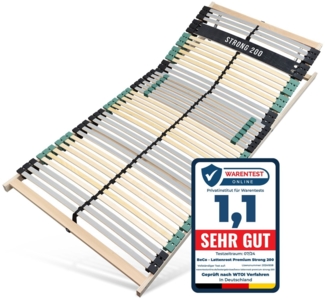 Lattenrost 140x200 PREMIUM STRONG 200 aus Buchenholz, Kopfteil verstellbar, 7 Zonen Lattenrost mit 42 Latten, Made in Germany, bis 200Kg