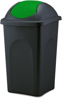 Stefanplast 'Push Can' Mülleimer, Kunststoff, 68 x 41 x 41 cm, 60 Liter, Grün / Schwarz