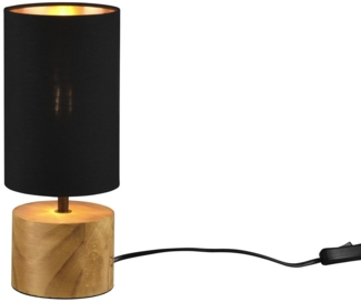TRIO Leuchten 'Woody' Tischleuchte mit Schnurschalter, E14, Schwarz/Gold, 30cm