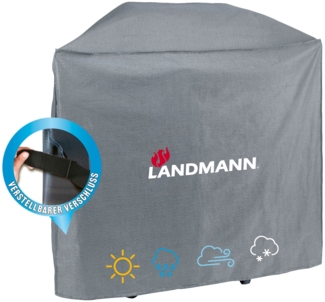 LANDMANN Premium Grillabdeckung, wetterfest und UV-beständig, Polyester grau, 127,5 x 59 x 117 cm