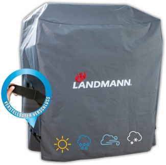 LANDMANN Premium Grillabdeckung, wetterfest und UV-beständig, Polyester grau, 96 x 60 x 120 cm