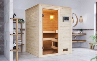 Karibu Sauna Sandra + 3,6kW Plug&Play BIO Kombi-Ofen externe Steuerung