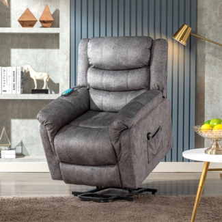 Merax Power Elektrischer Massagelift-Liegestuhl mit Wärme und Vibration, strapazierfähiger und sicherer Bewegungs-Liegemechanismus – rutschfestes Stoffsofa