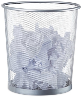 Relaxdays Papierkorb, Drahtgeflecht, Ø 26x27,5 cm, 12 Liter, Silber