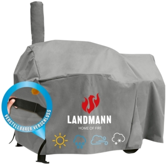 LANDMANN Premium Grillabdeckung, wetterfest und UV-beständig, Polyester grau, 147 x 125 x 93 cm