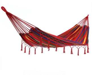 Detex Hängematte, 2 Personen XXL 150cm breit 300kg belastbar Boho-Style Makramee Rot