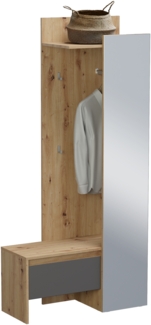 Kompaktgarderobe Torino - Eiche / Grau