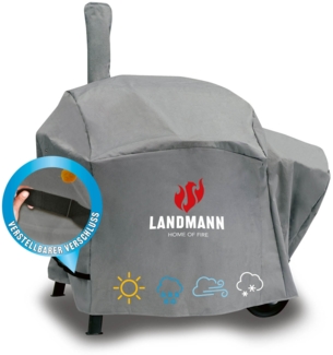 LANDMANN Premium Grillabdeckung, wetterfest und UV-beständig, Polyester grau, 130 x 118 x 78 cm