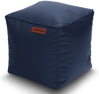 Green Bean® Sitzhocker aus Kunstleder - Pouf mit EPS Perlen Füllung - 40 x 40 cm - perfekte Ergänzung zum Sitzsack - Dunkelblau